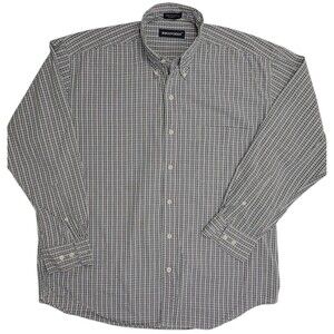 Britches Button Down Shirt L Green Plaid Classic Preppy Cotton